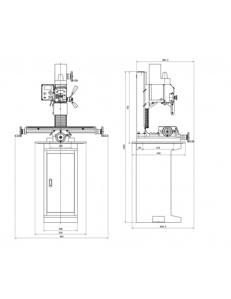 Perceuse/Fraiseuse/Taraudeuse à colonne avec visu numérique et avance automatique - Perçage 25mm- Taraudage M16