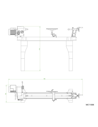 Tour à bois à vitesses variables Jean l'ébéniste MC1100B-MONO