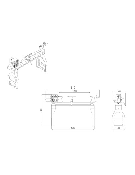 Tour à bois à variateur de fréquence Jean l'ébéniste MC1200V-MONO