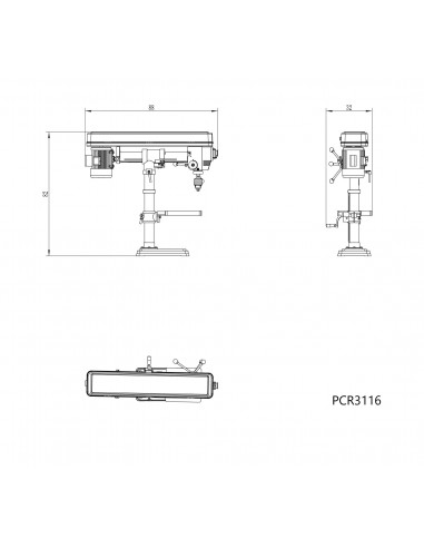Perceuses à colonne radiale d'établi monophasée Jean l'ébéniste PCR3116E