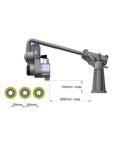 Entraîneur à bois 3 rouleaux monophasé bras 280mm Holzprofi VSHPM3