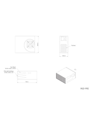 Système de filtration d’air pour atelier FA30-PRO – 1320 m³/h