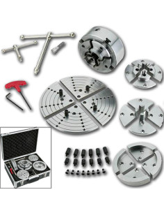 Coffret mandrin 4 mors Ø140 mm & accessoires | Kit complet pour tour à bois