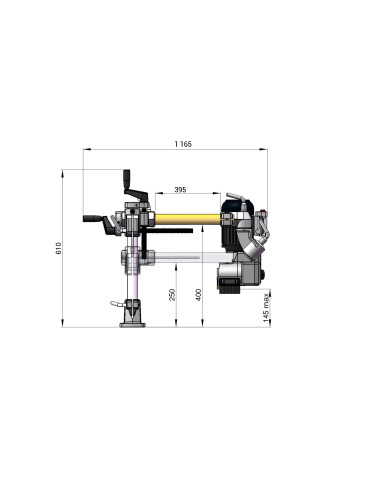 Entraîneur à bois 3 rouleaux triphasé VSHP32L-TRI – Bras 610 mm