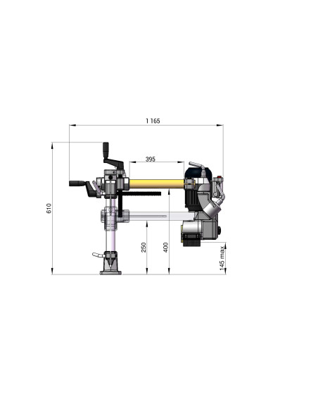 Entraîneur à bois 3 rouleaux triphasé VSHP32L-TRI – Bras 610 mm