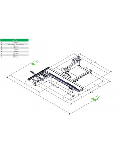 Scie à format 3200mm avec inciseur triphasée Holzprofi FPNP3200ELM