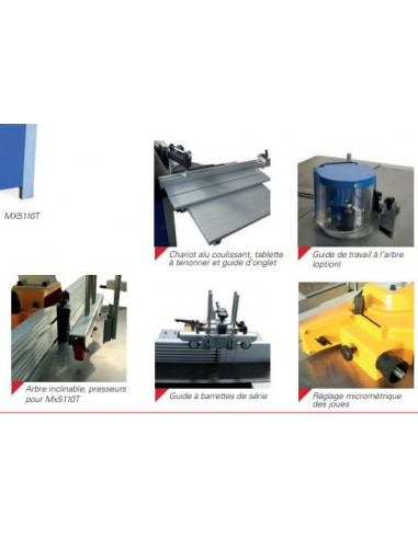 Toupie monophasée arbre fixe avec chariot de tenonnage Jean l'ébeniste MX5110