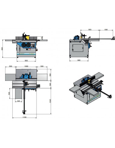 Toupie à arbre inclinable et chariot coulissant 1150mm monophasée Holzprofi TO1150-MONO