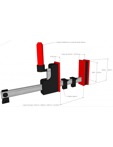 Presse parallèle à poignée pivotante 800x95mm ZU-PJH80R