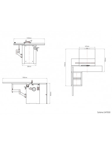 Scie à format 1300mm monophasée Jean l'ébéniste SAF1300-MONO