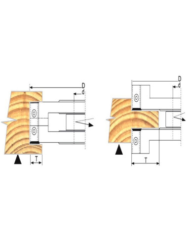Porte-outils à tenon et feuillure PFT01 – Ø150 × 14–28 × 30 mm