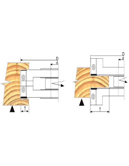 Porte-outils à tenon et feuillure PFT01 – Ø150 × 14–28 × 30 mm