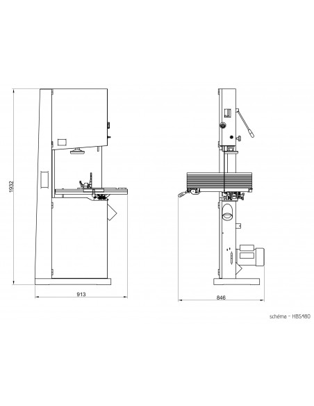 Scie à ruban volant 480mm triphasée Holzprofi HBS480-TRI