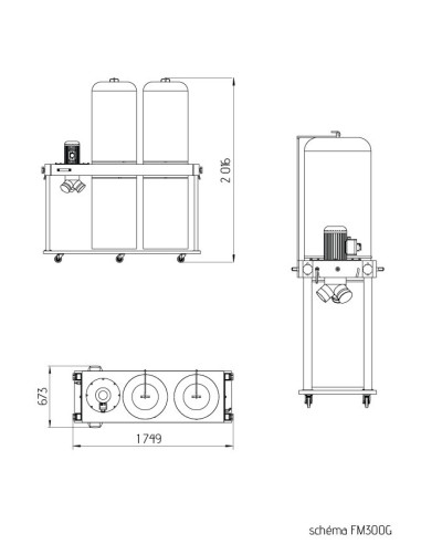 Aspirateur mobile 2 cuves Holzprofi maker FM300G-MONO