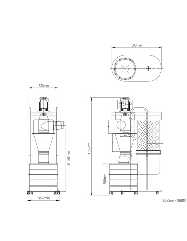 Groupe d'aspiration 110 litres double filtration monophasé Holzprofi R150TE-MONO