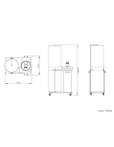 Aspirateur mobile 160 litres/1 sac monophasé Holzprofi maker FM300M