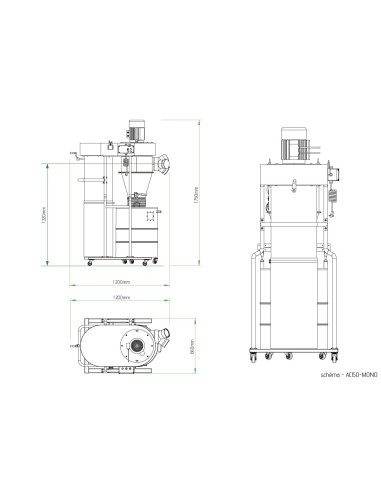 Groupe d'aspiration 150 litres double filtration Holzprofi maker AC150-MONO