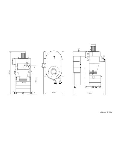 Groupe d'aspiration 190 litres cyclonqiue double filtration Holzprofi maker R150M