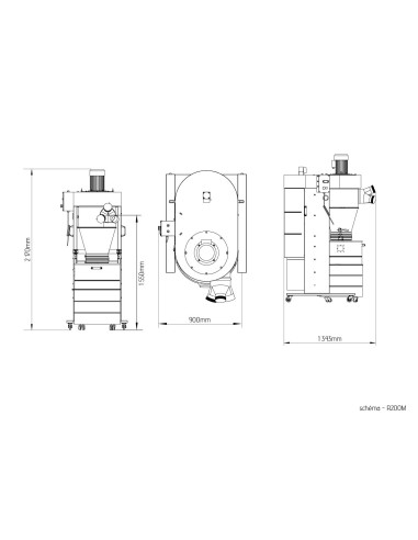 Groupe d'aspiration 240 litres cyclonique double filtration Holzprofi maker R200M