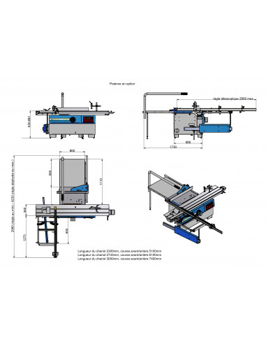 Scie à format 2300 mm monophasée – S315A avec inciseur pro