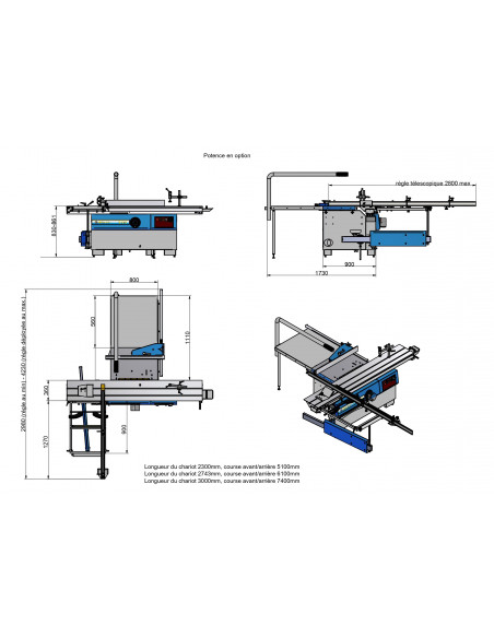 Scie à format 2300 mm monophasée – S315A avec inciseur pro