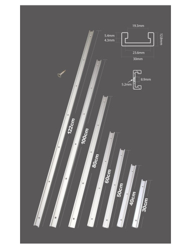Rail universel à rainure en T en aluminium anodisé – 300 à 1220 mm