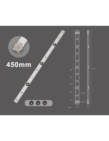 Glissière pour rail à rainure en T – 300 à 1000 mm