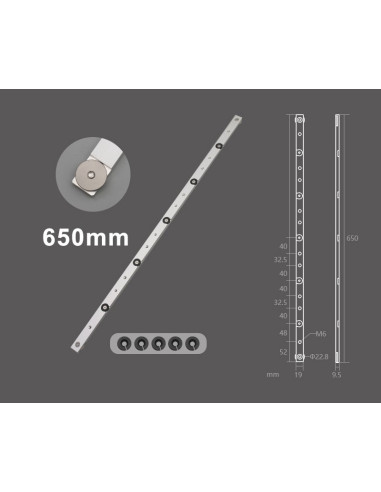 Glissière pour rail à rainure en T – 300 à 1000 mm