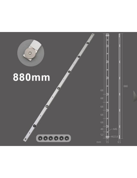 Glissière pour rail à rainure en T – 300 à 1000 mm