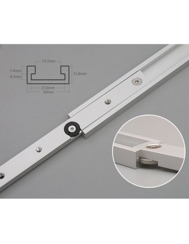 Glissière pour rail rainure en T.