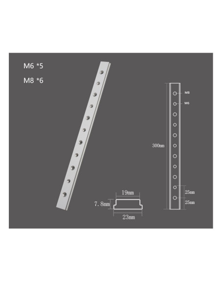 Lardon pour rainure en T de plusieurs dimensions