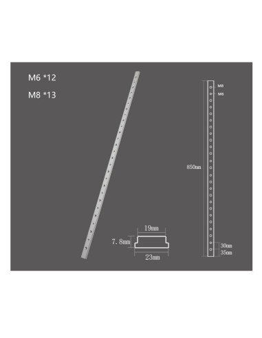 Lardon pour rainure en T de plusieurs dimensions