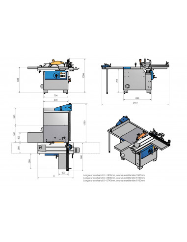 Scie à format Holzprofi Monophasée chariot de 2300mm
