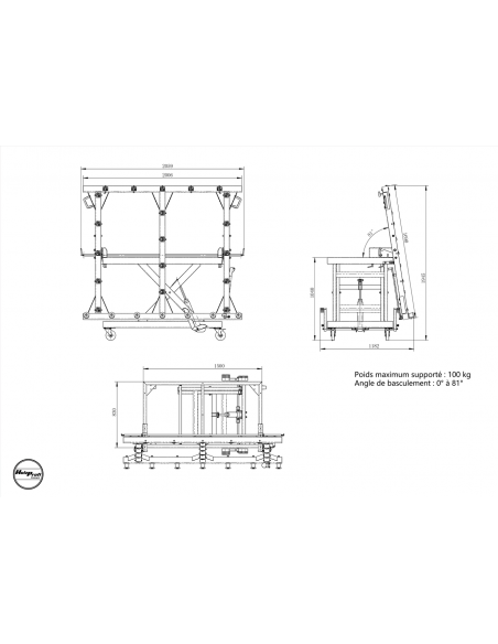 Dispositif de pivotement pour table TE350 Holzprofi accessoires TE350-PIV