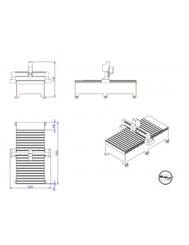 Commande numérique monophasée 1300x2500mm Holzprofi CNC CN1325