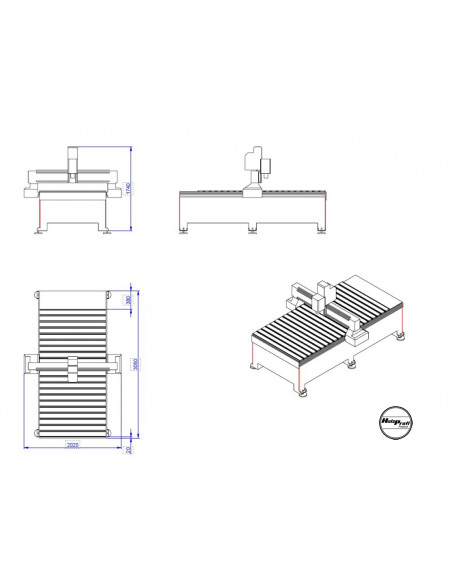 Commande numérique monophasée 1300x2500mm Holzprofi CNC CN1325