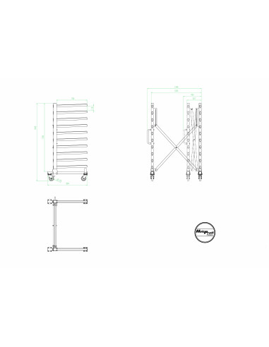 Chariot de séchage modulable CHS-760 | Profondeur 760 mm