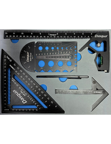 Set 5 outils de mesure professionnels – Équerres, jauge et traçage
