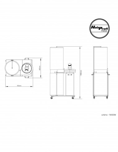 Aspirateur mobile 160 litres/1 sac monophasé Holzprofi maker FM300M