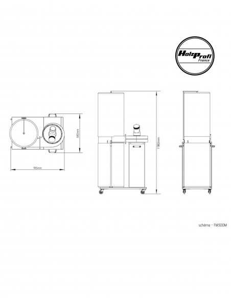 Aspirateur mobile 160 litres/1 sac monophasé Holzprofi maker FM300M