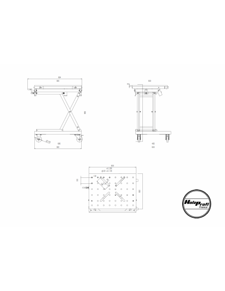 Table élévatrice capacité de 70kg Holzprofi accessoires TE070