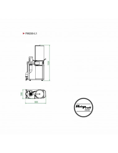 Aspirateur mobile 90 litres monophasé Jean l'ébéniste FM230L1-MONO