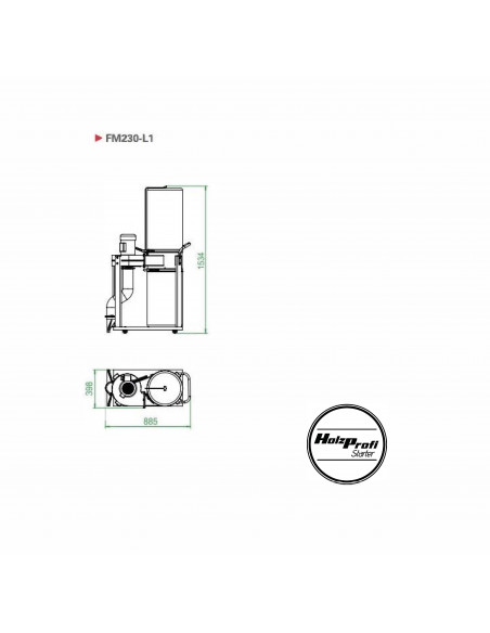 Aspirateur mobile 90 litres monophasé Jean l'ébéniste FM230L1-MONO