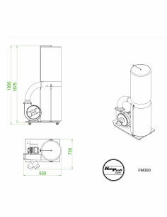 Pack aspiration FM300 : aspirateur mobile + flexible PVC 2,5m + colliers. Idéal pour petits ateliers. Compact, puissant et faci 2