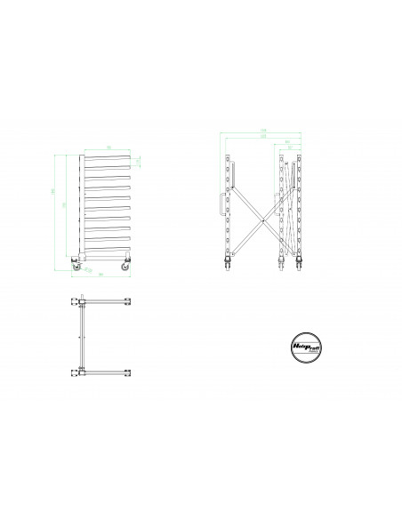 PROMO - Chariot de séchage extensible 760 mm – 10 étagères – CHS-760